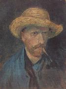 Vincent Van Gogh Self-Portrait with Straw Hat and Pipe (nn04) oil painting reproduction